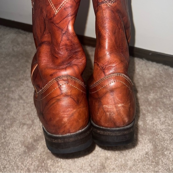 Justin Western Style Roper Boots Chestnut Brown Size 8.5B - Picture 6 of 15